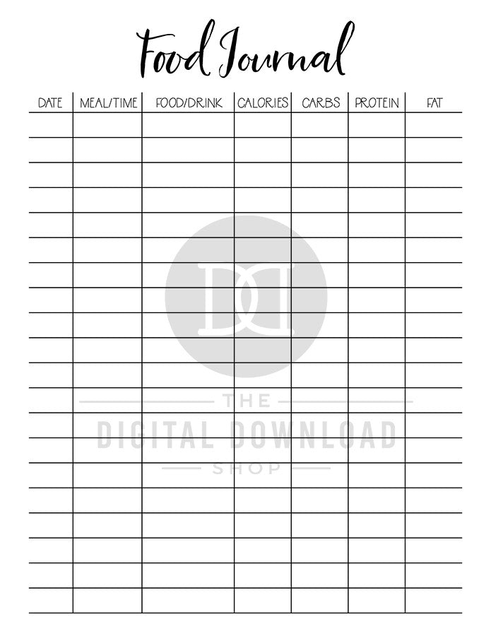 Find fashionable and practical Food Journal Printable + 2 Meal